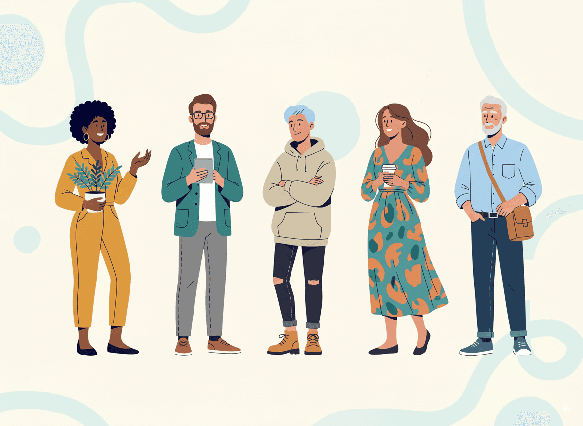 vector image of happy customers